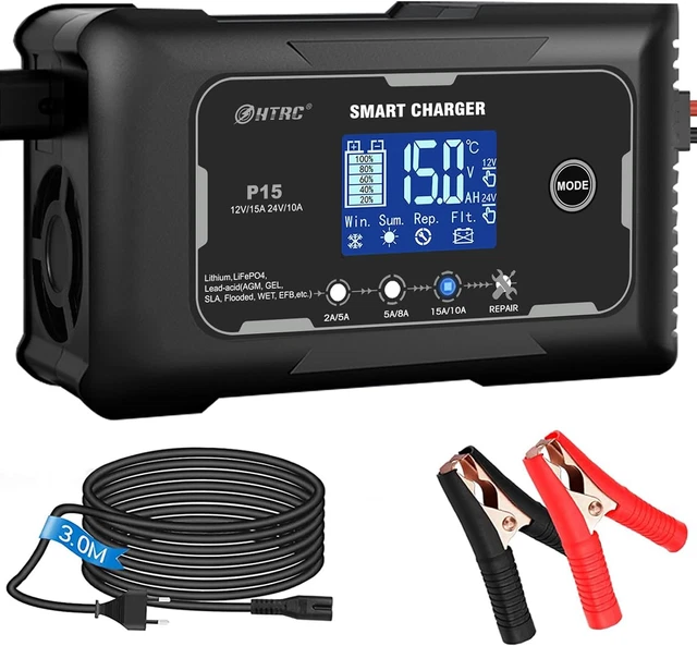 CHARGEUR BATTERIE VOITURES 15A, Chargeur Batterie 12V/24V, 7 Étapes ...