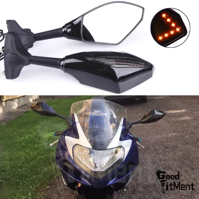 Für Suzuki GSXR 600 750 1000 SV650S Motorrad Spiegel LED-Blinker Rückspiegel DE