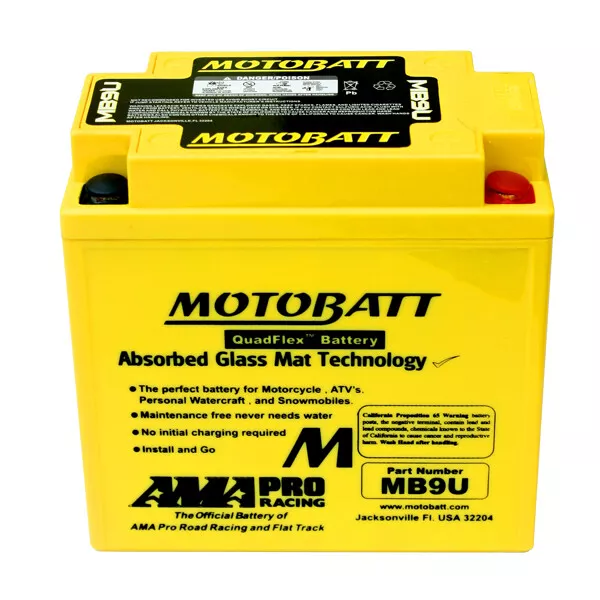 MotoBatt AGM Battery 1985-01 Yamaha YFM 80 Badger 2005-08 YFM 80 Grizzly