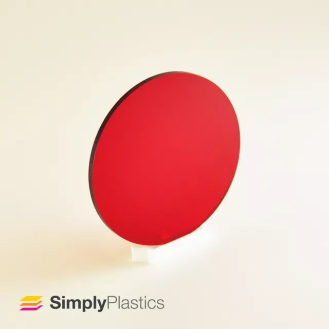3mm Perspex® Laser Cut Red 4401 Tinted Acrylic Plastic Disc