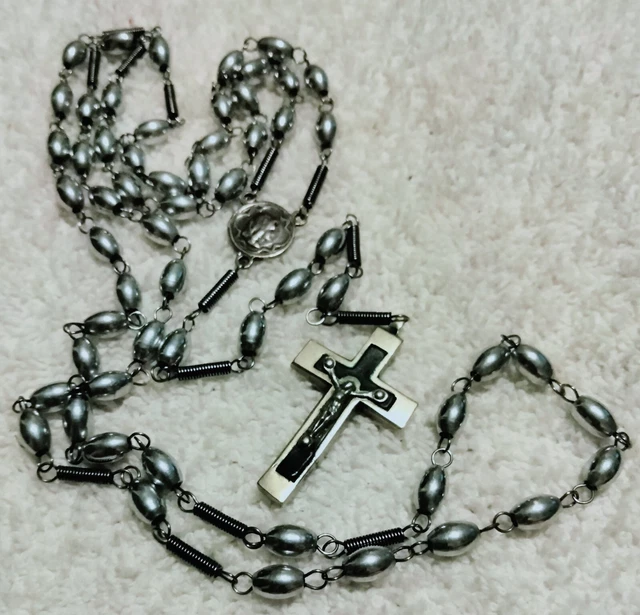 Antique French Rosary FLAWLESS Ebony Crucifix 19th C Look At The Design