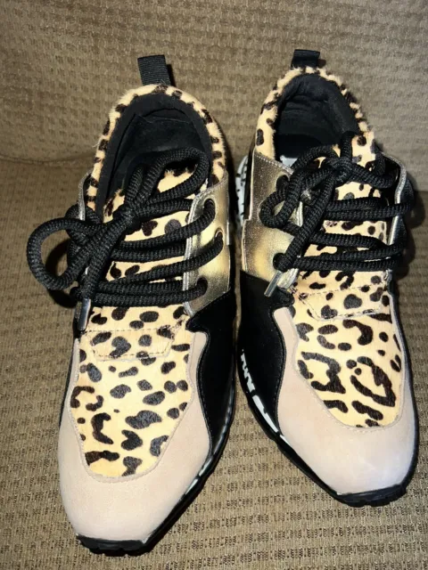 Steve Madden Shoes Women’s 8M Leopard Black Gold Low Top Platform Sneakers