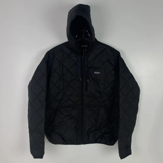 PATAGONIA Mens Diamond Quilted Bomber Hoody Jacket Black Large New Outdoors $199