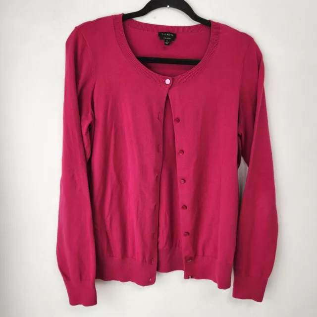 Talbots Pima Cotton Pink Maroon Button Down Long Sleeve Cardigan Women's S