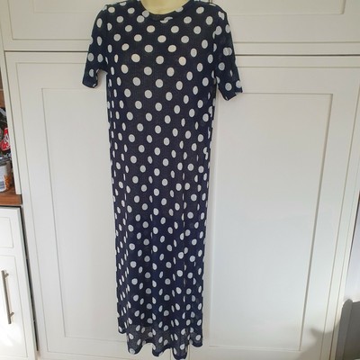 NEXT DRESS size10 jersey ribbed knit. Navy with white Spots. EXCELLENT CONDITION