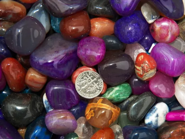 1000 Carat Lots of Size #5 Tumbled Polished Gemstones + A FREE Faceted Gemstone