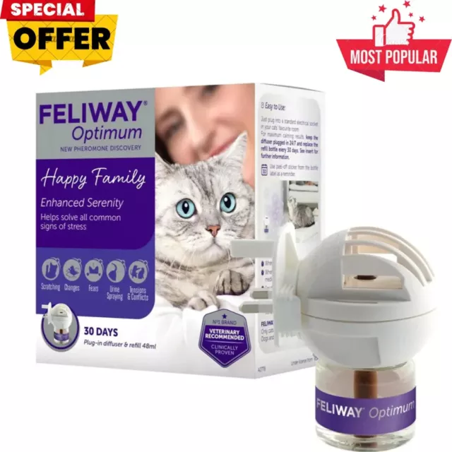 FELIWAY Optimum diffuser & 30 day refill, the best solution to ease cat anxiety,