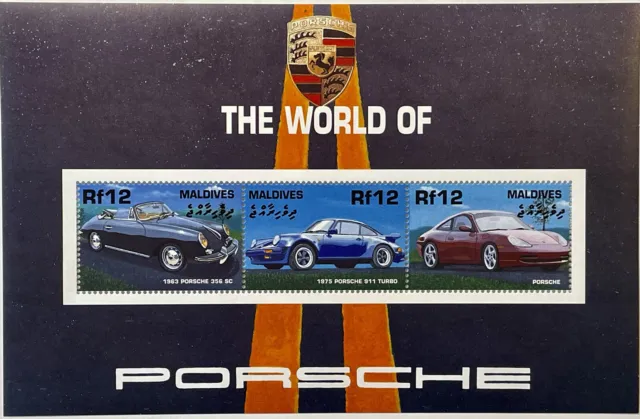 Maldives Porsche Stamps Sheet 3V 2000 Mnh The World Of Porsche Car Automobile