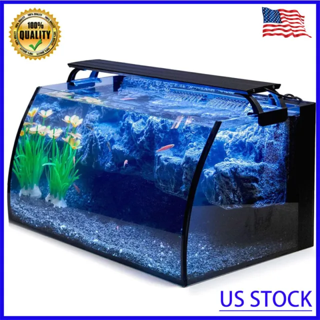 8 Gal LED Glass Aquarium Kit W/ 7W Power Filter Pump ＆ Led Light  Fish Tank