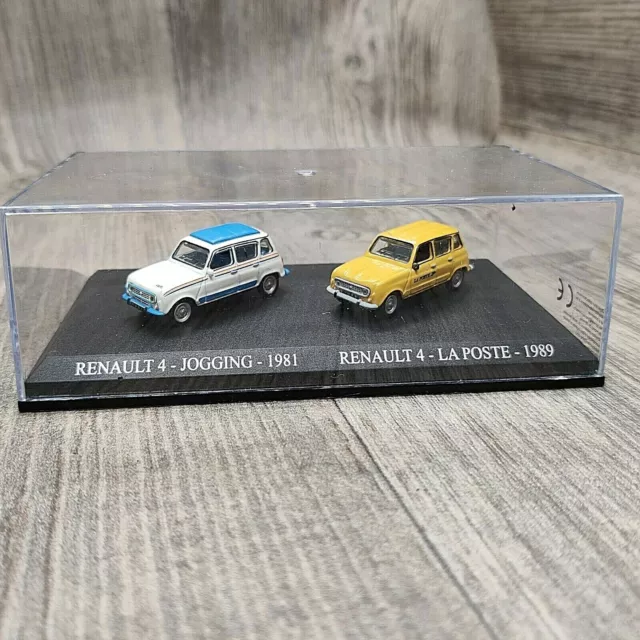 Coffret Duo Uh Pour  Atlas Renault 4 Jogging 1981+R4 La Poste 1 1:87 En Boite