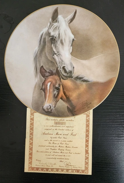 Horses of Fred Stone Collection "Arabian Mare and Foal" Modern Masters Plate COA