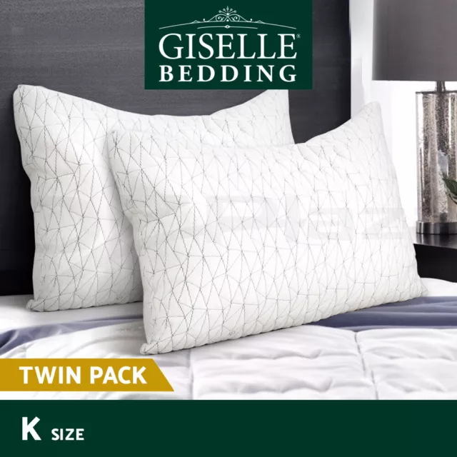 Giselle Bedding Memory Foam Pillow Shredded Pillows Rayon Cover Soft King Size