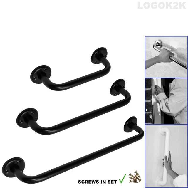 Black Disabled Grab Rail Bar Bathroom Aid Pull Push Door Metal Handle Disability