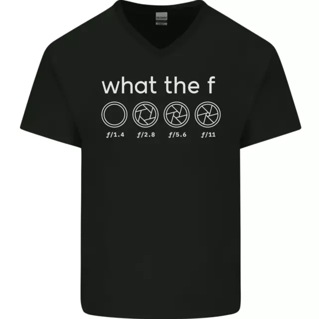 T-shirt da uomo scollo a V cotone collo a V divertente fotografo F Stop fotocamera