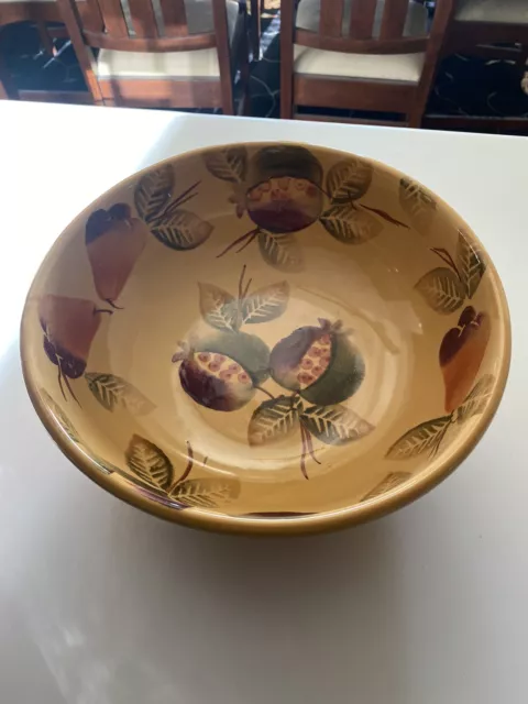 Pier 1 Earthenware Italian Large “Fall Fruit” Salad Pasta Serving Bowl 12" Italy