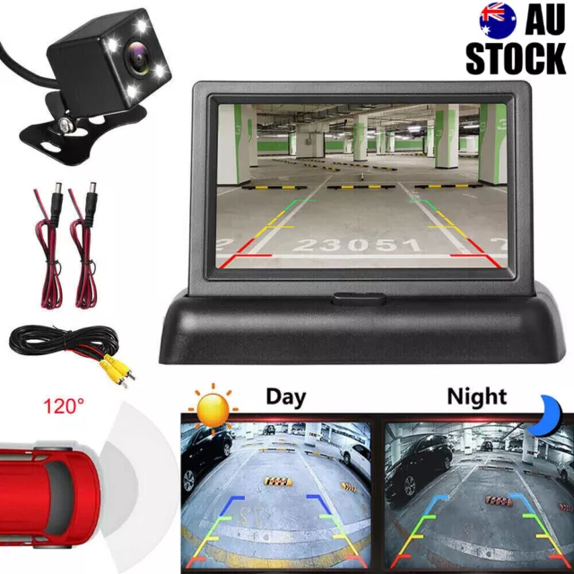 Car Rear View Reversing Camera Kit HD Monitor Parking Night Vision Van Bus Truck