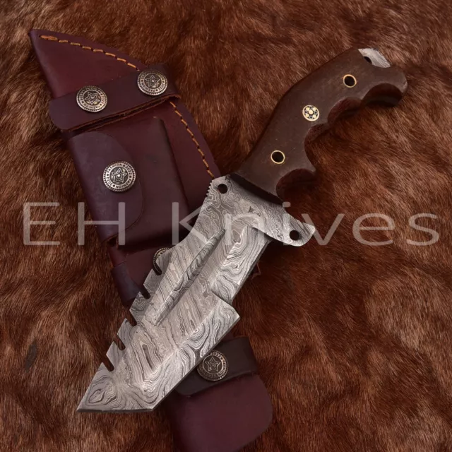 Everest Custom Handmade Damascus Steel 1095 Hunting Tracker Knife W/Sheath 3215