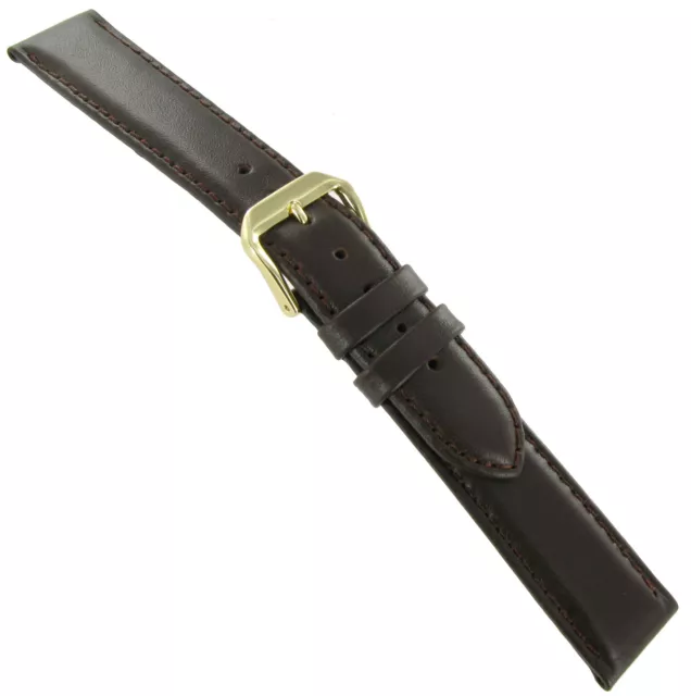 19mm Kreisler Brown Genuine Padded Calf Leather Mens Watch Band Regular BOGO!