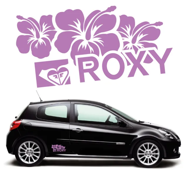 Roxy Hibiscus Flower x2 Vinyl Car/Van/Bike/moped Surf Stickers/Decals ANY COLOUR