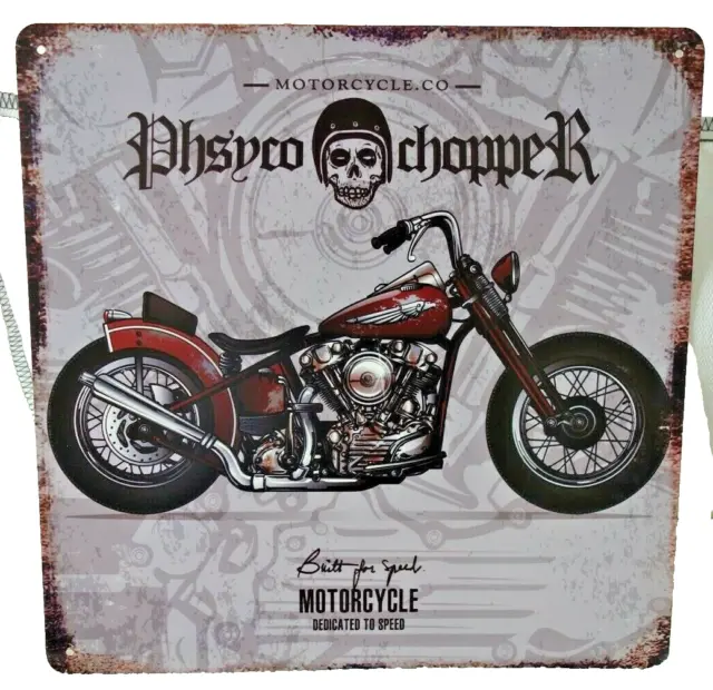 Nostalgie Blechschild Wandbild Motorrad Phsyco Chopper 30x30cm Retro Stil NEU