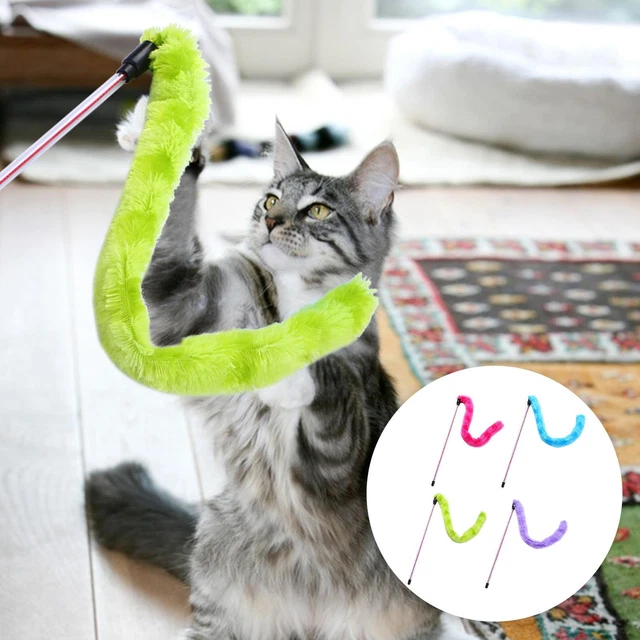1xCat Feather Play Toy Teaser Bell Refills Wand Interactive Kitten Stick Pet Toy