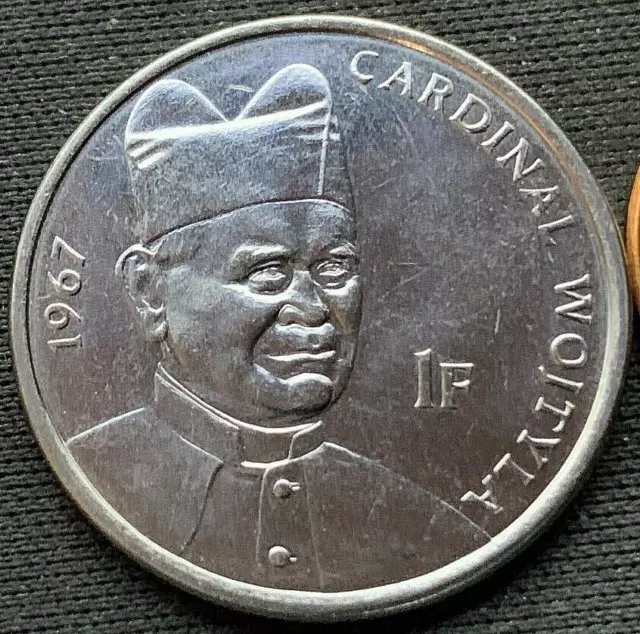 1967 Congo 1 Franc UNC Pope John Paul II Visit ( 10K Minted )   #M112