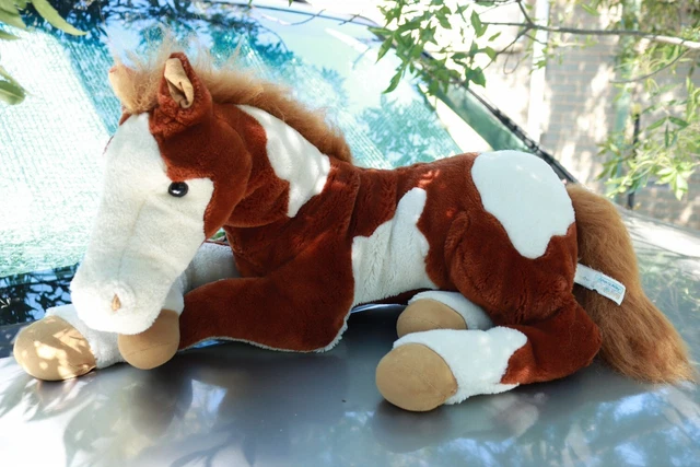 🍎VINTAGE TOYS “R” Us Animal Alley White Brown Pinto Horse Large