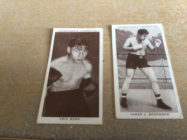 2 x Churchman Boxing personalities cards Eric Boon+ James J Braddock