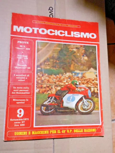 Motociclismo Settembre 1971 - Mv Sport 350 Zundapp Gs 125 Torpedo Squirrel 50