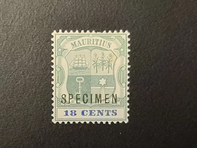 Mauritius Kgvi Specimen Stamp 18 Cents Coat Of Arms Mint Nice Old Specimen Stamp