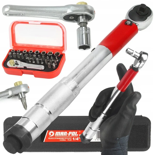 Kleine Drehmomentschlüssel 1/4" Zoll 5-25Nm Bitssatz Schraubendreher Bits Satz