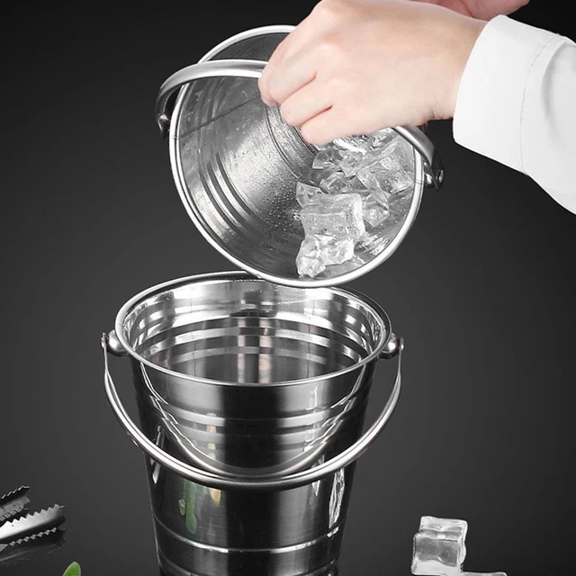 TRIEBAN - Seau à Glace Inox 1.3L Double Paroi - Avec Pince Et Passoire - Argent
