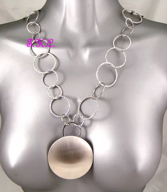 Rétro Wag Eames Créateur - Argent " Multi-Linked Bombé Aspect Satin Collier