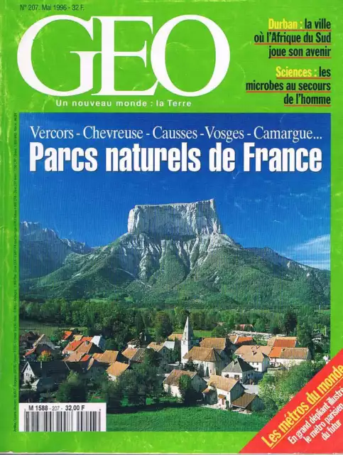 geo - N°207 - mai 1996 - Pars naturels francaisToits du monde Bactéries Valparai