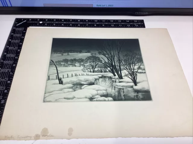 ART PAPER ETCHING PLATE Original JOSEPH MARGULIES Signed Winter SYMPHONY SNOW