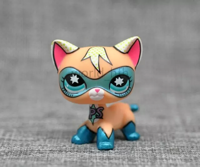 Super Rare LPS Pet COMIC CON CAT Super Hero kitten kitty Blue Eyes Toy