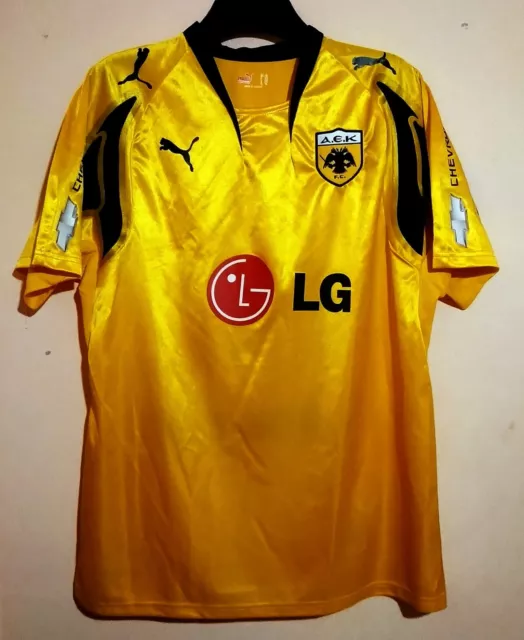 Aek Athens Football Club 2007 Yellow Home Shirt Puma Lg Chevrolet Xl Greece Slg