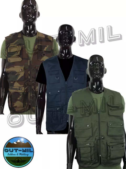 Gilet Mimetico Multitasca Da Uomo – Giacca Pesca Esterna, Stile Militare, Leggero, Con Zip