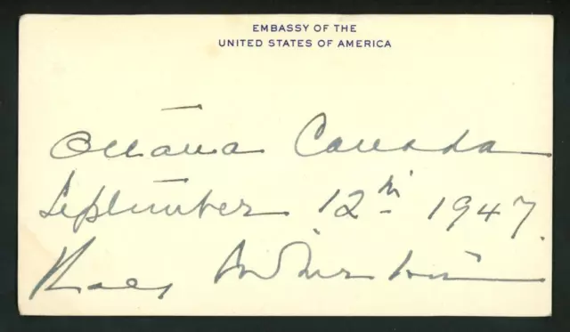 RAY ATHERTON (1883-1960) signed card | United States Diplomat - autograph