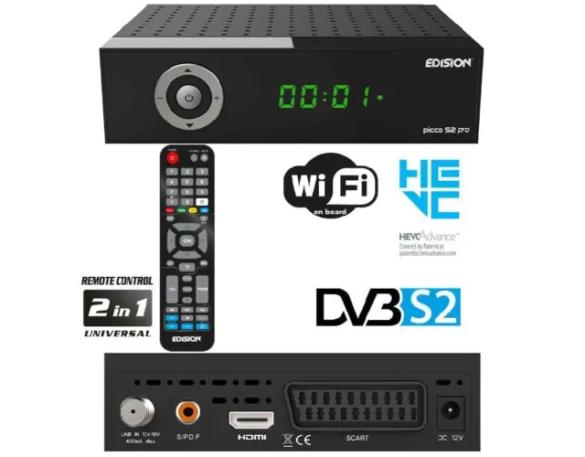 Receptor-Grabador TDT-T2 SPARK con Mando a distancia USB 2.0 HDMI DVB-T2  FULL HD