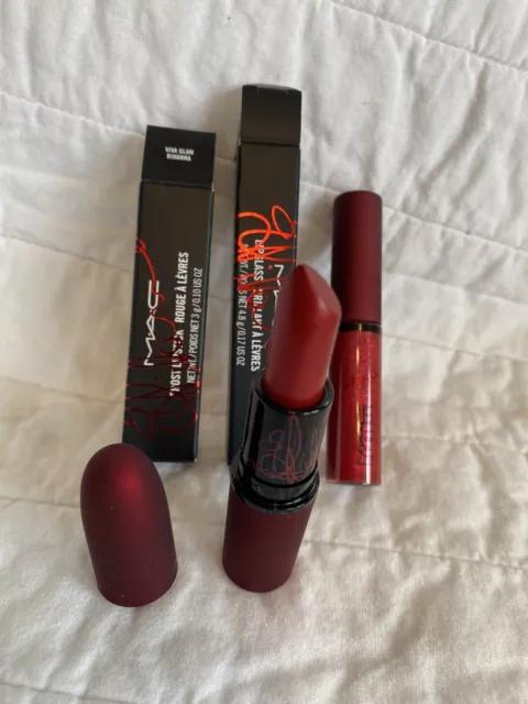 MAC Rihanna Viva Glam Frost Lipstick & Lipglass Lip Gloss  Set Of Two