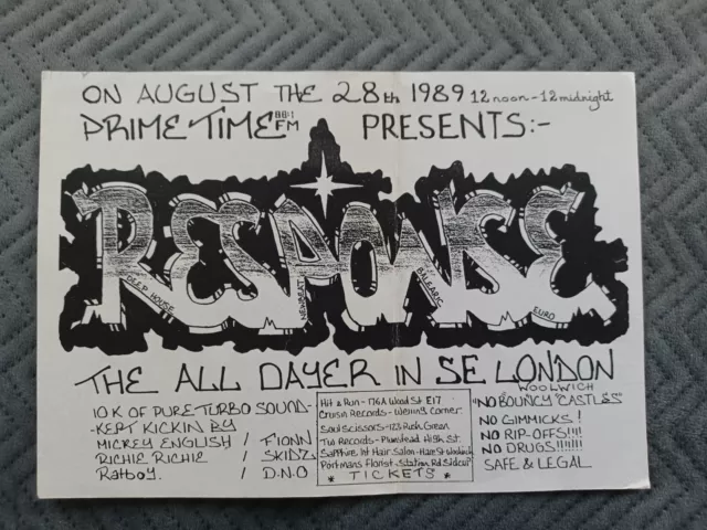 Acid House Rave Flyers 1989 Prime Time Response Flyer