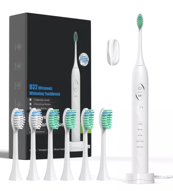 Electric Toothbrush for Adults, Rechargeable Electric Toothbrush with 5 Modes...