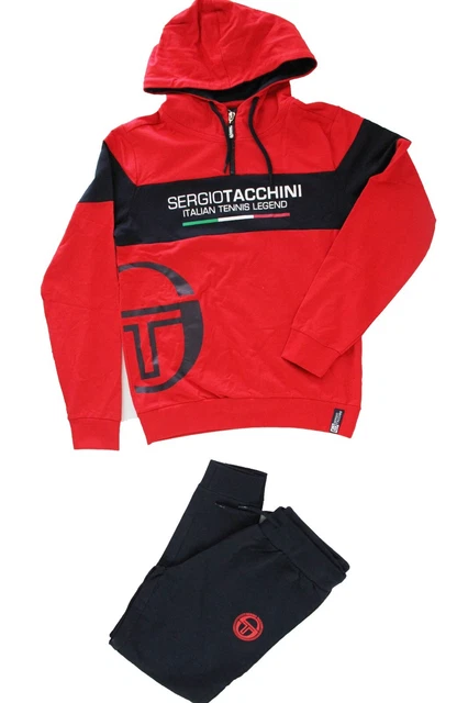 Tuta Bambino Ragazzo Sergio Tacchini Mezza Zip Cotone 10 Anni Rosso Giallo