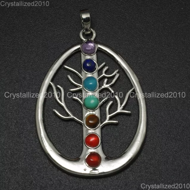 Natural Gemstones Moon Wings Cross Infinity Crown Chakra Healing Pendant Beads