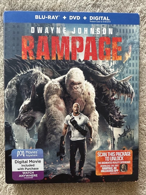 RAMPAGE BLU RAY + DVD Movie Good Condition with Slipcover