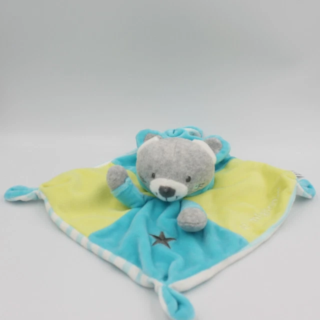 Doudou plat ours lapin gris bleu vert rayé si mignon Simba Toys - 27003