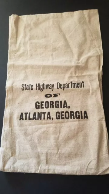 Vintage State Highway Department Of Atlanta Georgia Cloth Sack