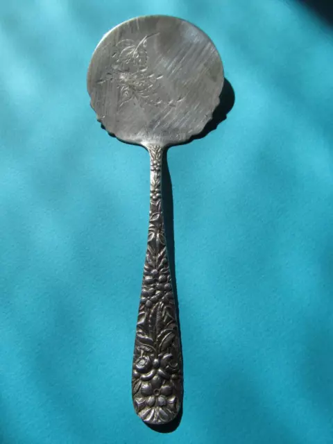 ANTIQUE Sterling Silver CASSEROLE Bonbon Serving Spoon HENNEGEN BATES Rose OLD