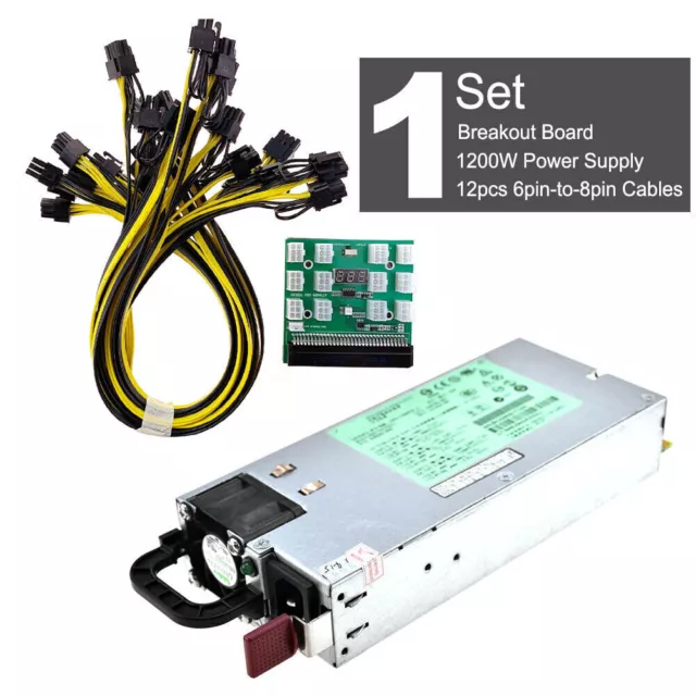 For HP DPS-1200FB A 1200W PSU Power Supply or Breakout Board+12x 6-to-8pin Cable